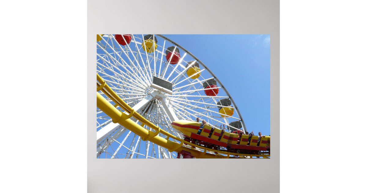 Roller Coaster Ferris Wheel Poster | Zazzle