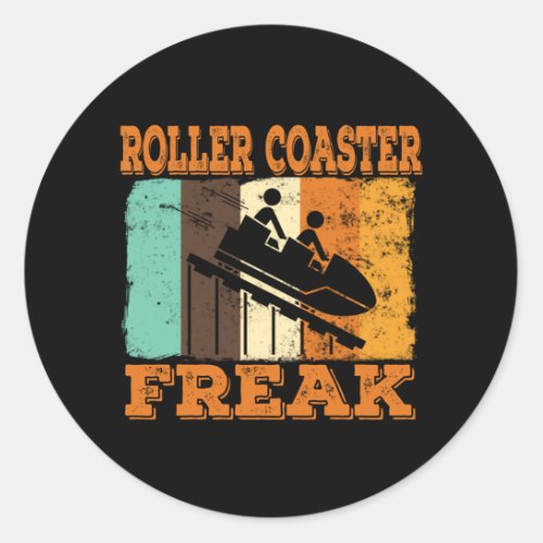 Roller Coaster Freak Retro Vintage Style Classic Round Sticker