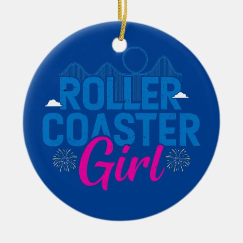 Roller Coaster Girl Amusement Theme Park Ride Ceramic Ornament