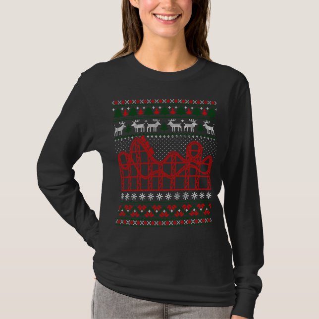 Roller Coaster Scene Ugly Christmas Sweater (Front)