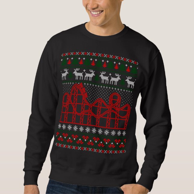 Roller Coaster Scene Ugly Christmas Sweater (Front)