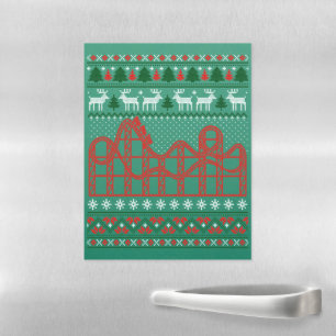 Roller Coaster Scene Ugly Christmas Sweater Magnetic Dry Erase Sheet