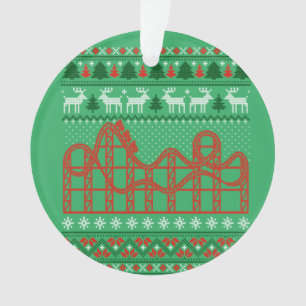 Roller Coaster Scene Ugly Christmas Sweater Ornament