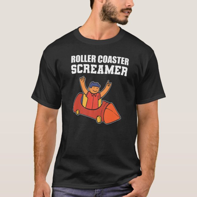Roller Coaster Screamer Brave Person  T-Shirt (Front)