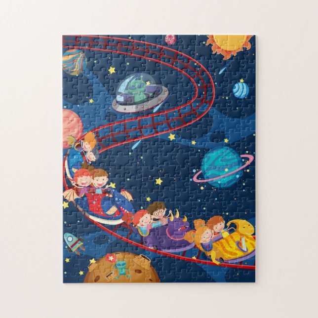 Roller Coaster Space Adventure Galaxy Aliens Jigsaw Puzzle (Vertical)