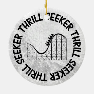 ROLLER COASTER THRILL SEEKER CERAMIC ORNAMENT