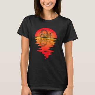 Roller Coaster Vintage Sunset Amusement Park Theme T-Shirt