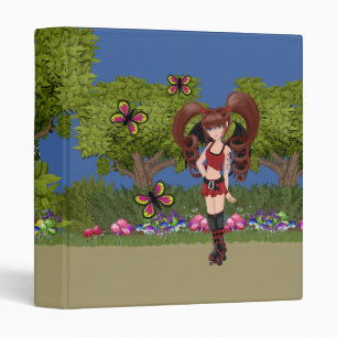 Roller Derby Anime Fairy Skating 3 Ring Binder