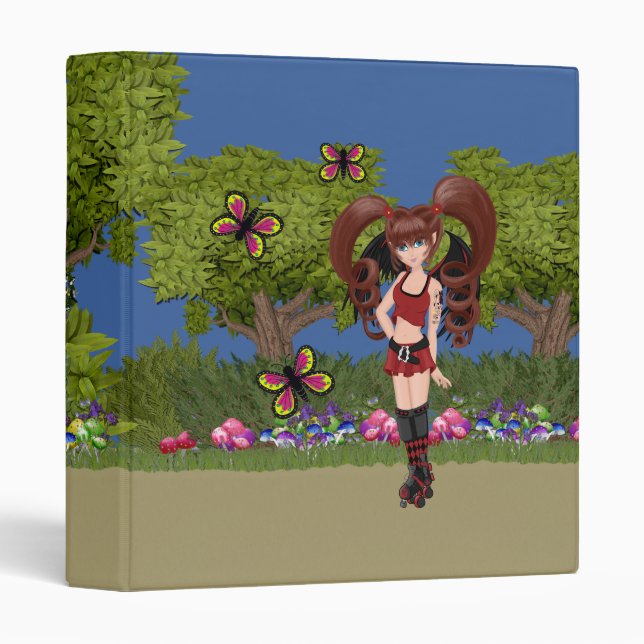 Roller Derby Anime Fairy Skating 3 Ring Binder (Front/Spine)