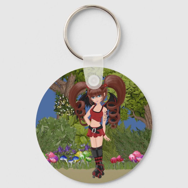 Roller Derby Anime Fairy Skating Keychain (Front)