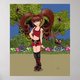 Roller Derby Anime Fairy Skating Poster