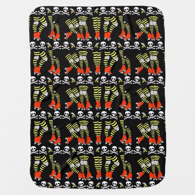 Roller Derby baby blanket, red black yellow Stroller Blanket (Front)