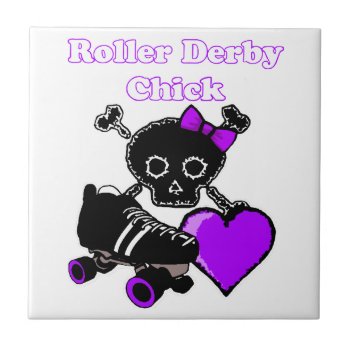 Roller Derby Chick (purple) Tile by BlakCircleGirl at Zazzle