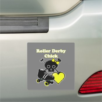 Roller Derby Chick (yellow) Car Magnet by BlakCircleGirl at Zazzle