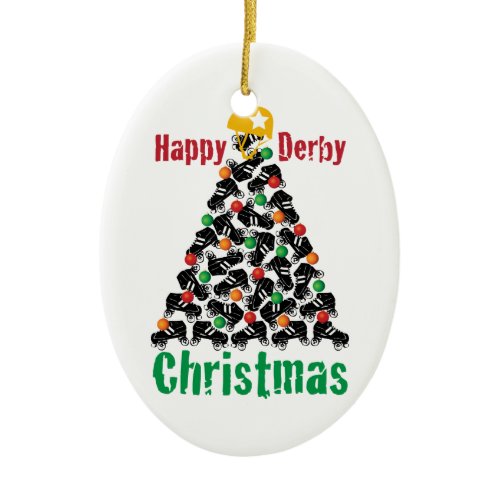 Roller Derby Christmas, Roller Skating Ceramic Ornament