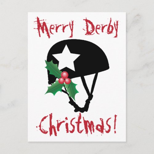 Roller Derby Christmas Roller Skating Holiday Postcard