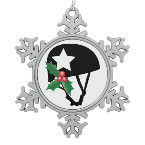 Roller Derby Christmas, Roller Skating Snowflake Pewter Christmas Ornament