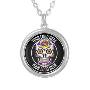 Roller Derby Circle Logo Silver Plated Necklace