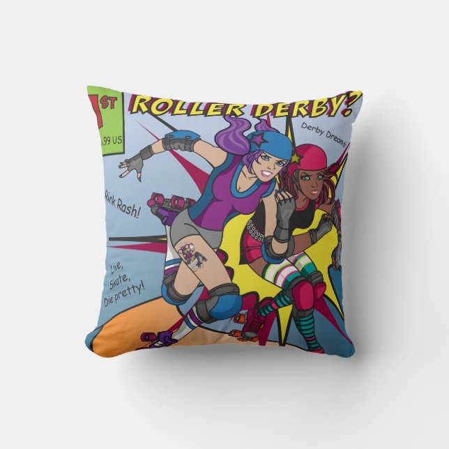 Roller Derby Comic Pillow (Front)