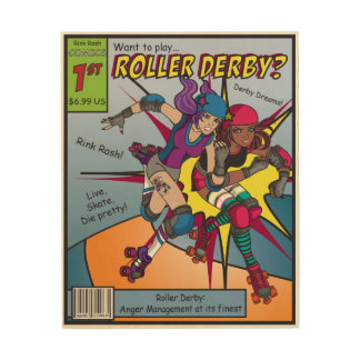 Roller Derby Comic Wood Wall Decor