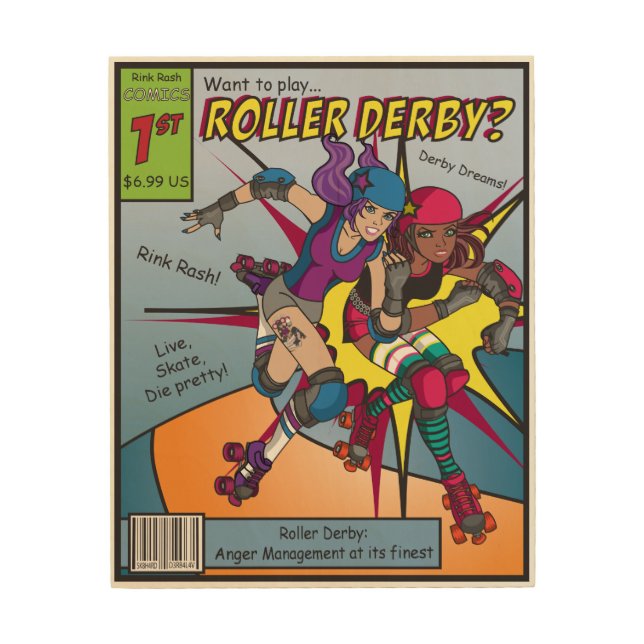 Roller Derby Comic Wood Wall Decor (Front)