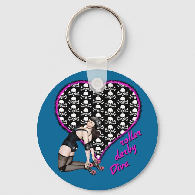 roller derby Diva Keychain (Front)