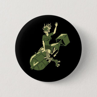 Roller Derby Girl Button