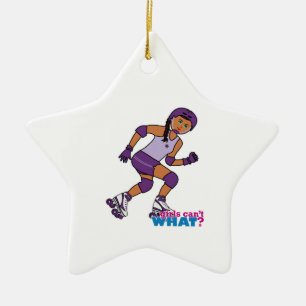Roller Derby Girl Ceramic Ornament