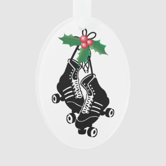 Roller Derby Girl, Christmas Skating with Holly Ornament