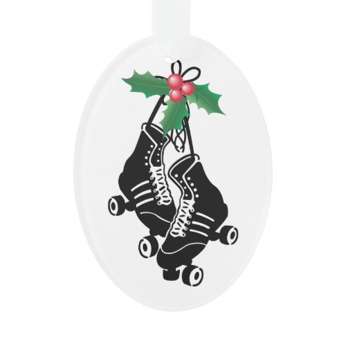 Roller Derby Girl, Christmas Skating with Holly Ornament