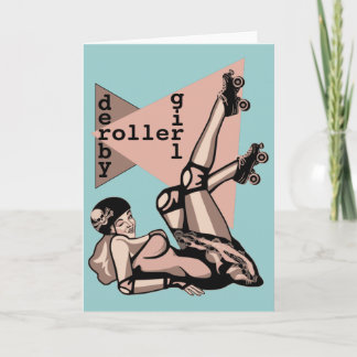 roller derby girl pin up card