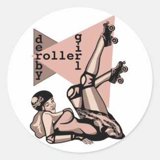 roller derby girl pin up classic round sticker