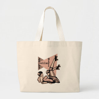 roller derby girl pin up large tote bag