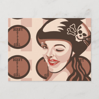 roller derby girl postcard