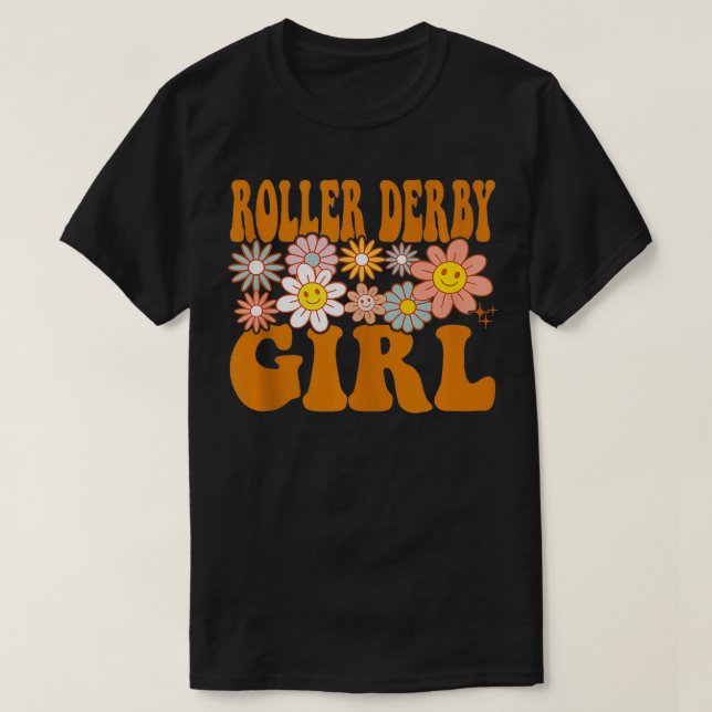 Roller Derby Girl Skater Jammer Blocker Hobbyist   T-Shirt (Design Front)