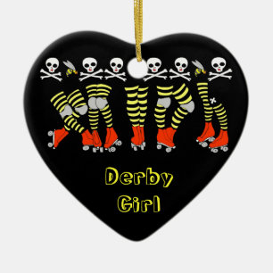 Roller Derby Heart Christmas Ornament