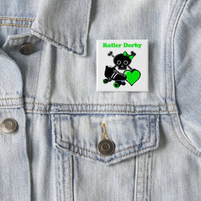 Roller Derby Heart (Green) Button (In Situ)