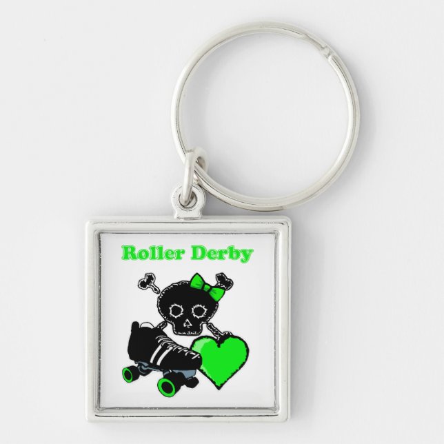 Roller Derby Heart (Green) Keychain (Front)
