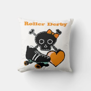 Roller Derby Heart (orange) Throw Pillow by BlakCircleGirl at Zazzle