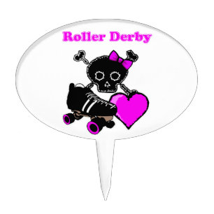 Roller Derby Heart (Pink) Cake Topper