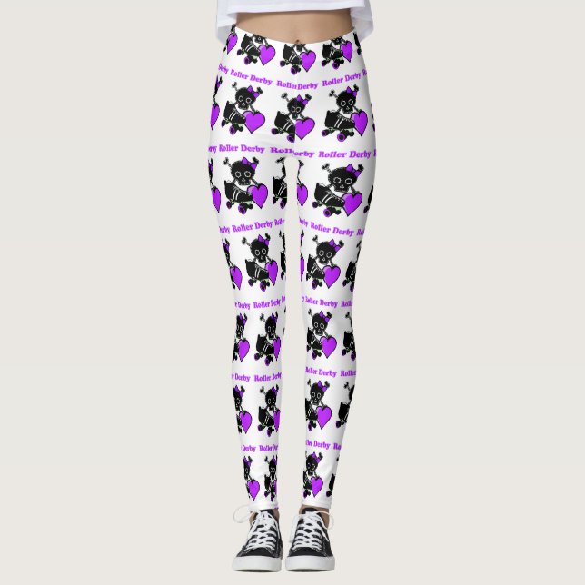 Roller Derby Heart (Purple) Leggings (Front)