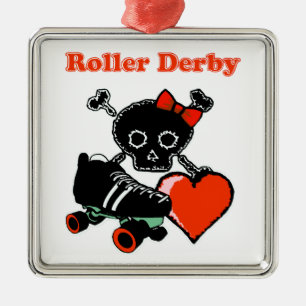 Roller Derby Heart (Red) Metal Ornament
