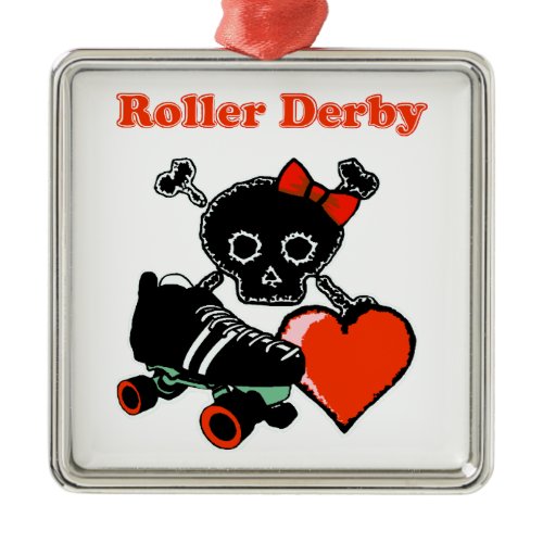 Roller Derby Heart (Red) Metal Ornament