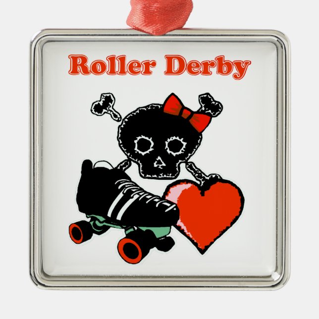 Roller Derby Heart (Red) Metal Ornament (Front)