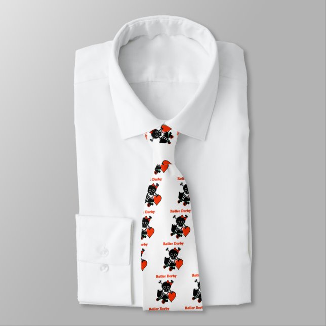 Roller Derby Heart (Red) Neck Tie (Tied)