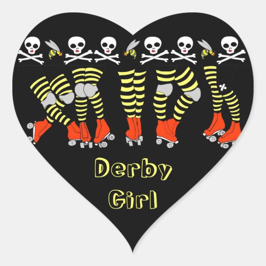 Roller Derby Heart Shaped Stickers Zazzle 