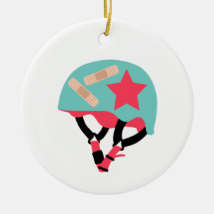 Roller Derby Helmet Ceramic Ornament
