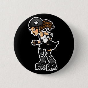 Roller Derby Jammer black and white Pinback Button