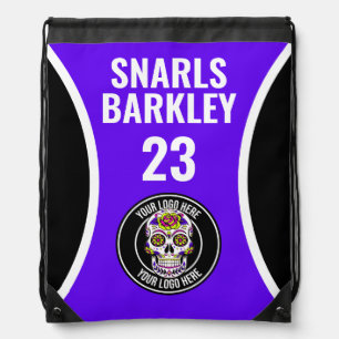 Roller Derby Logo Purple Black Team Name Uniform Drawstring Bag