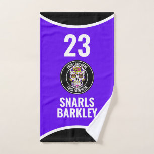 Roller Derby Logo Purple Black Team Name Uniform Hand Towel